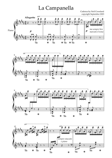 La Campanella - Cadenza by Neil Crossland to Liszt's La Campanella (Paganini 2nd Violin Concerto)