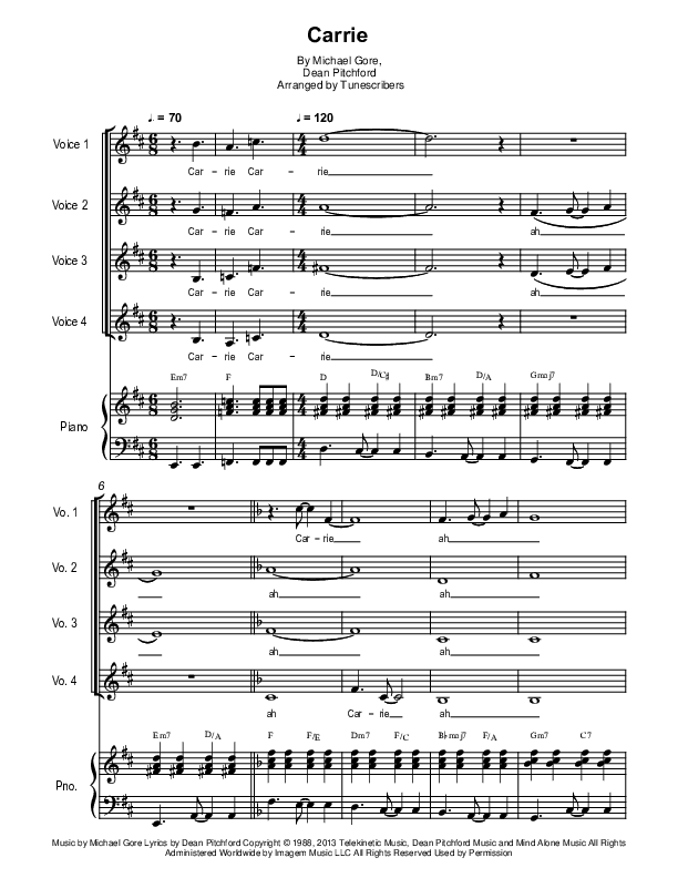 Carrie (Background Vocals) (arr. Tunescribers)