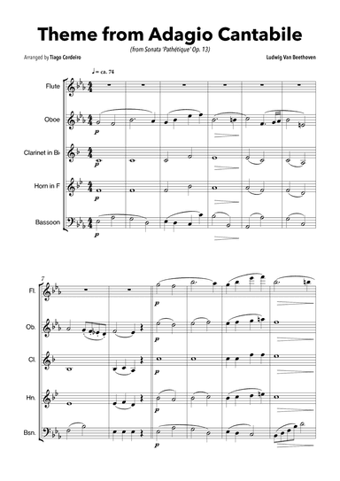 Theme From Adagio Cantabile (from Sonata 'Pathétique' Op.13) (arr. Tiago Cordeiro)
