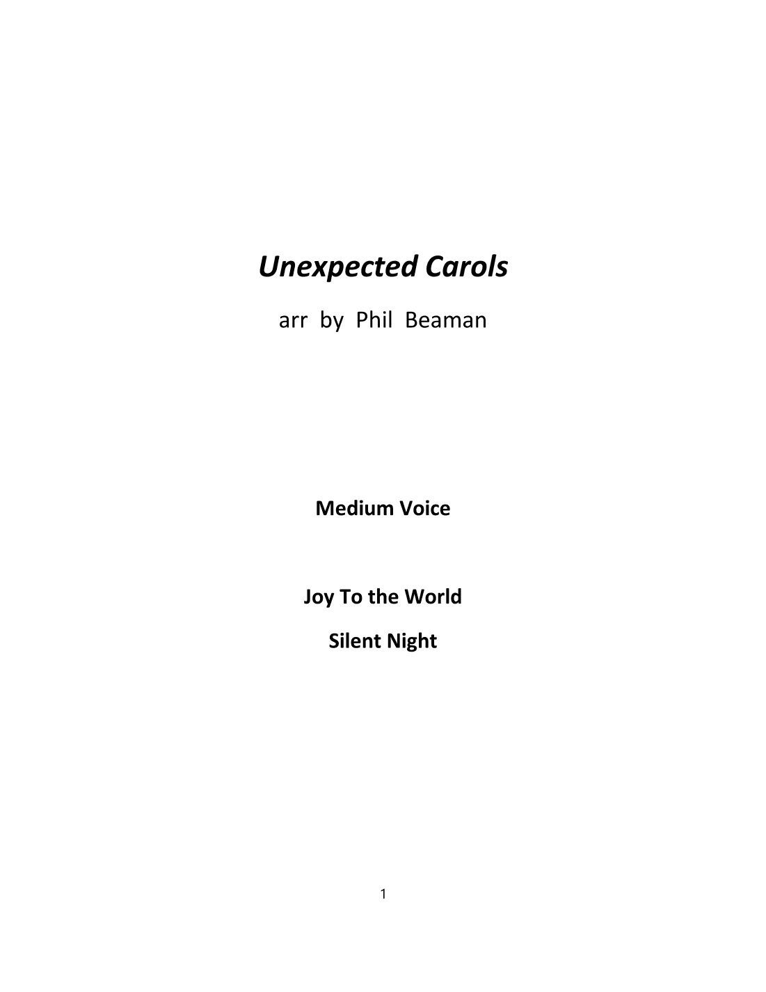 Unexpected Carols - medium voice and piano (arr. Phil Beaman)