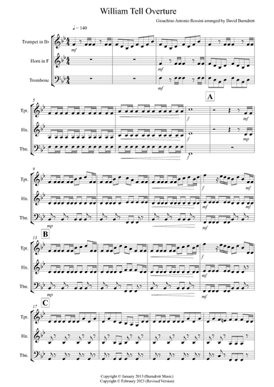 William Tell Overture for Brass Trio (arr. David Burndrett)