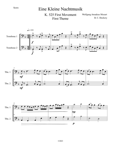 Eine Kleine Nachtmusik (A Little Night Music) for Trombone Duet (arr. B. C. Dockery)
