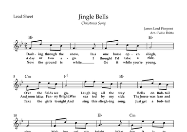 Jingle Bells (Christmas Song) Lead Sheet in Bb Major (arr. Fabio Britto)