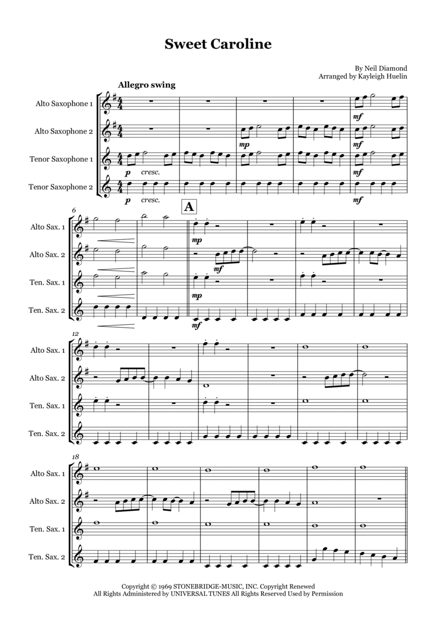 Sweet Caroline (arr. Kayleigh Huelin)