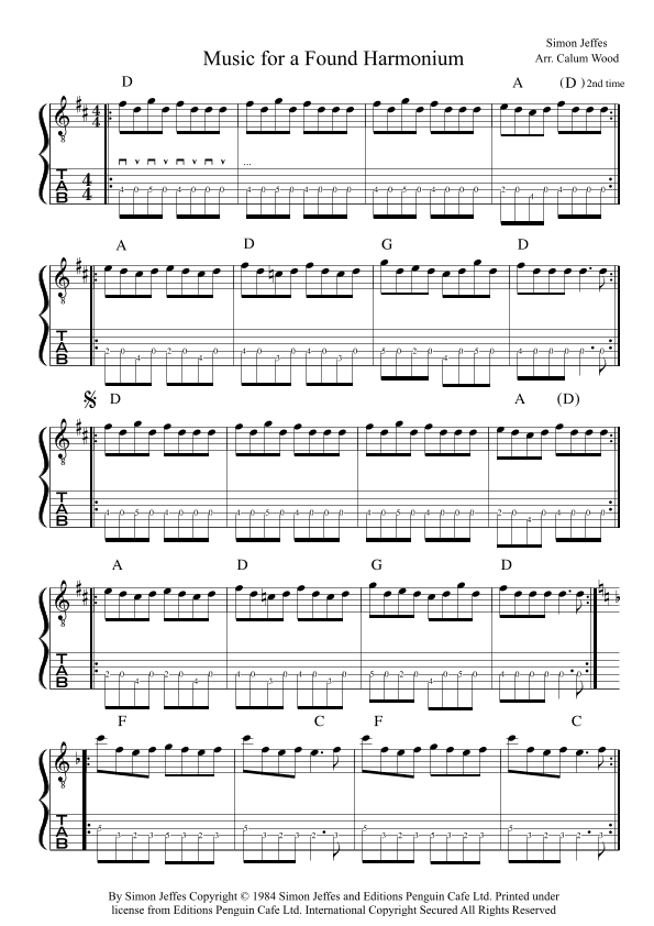 Music For A Found Harmonium (arr. Calum Wood)