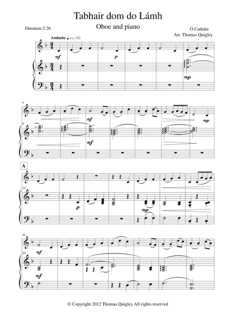 Tabhair dom do Lámh (arr. Thomas Quigley)