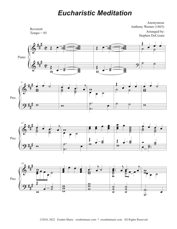 Eucharistic Meditation (Piano solo) (arr. Stephen DeCesare)