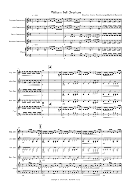 William Tell Overture for Saxophone Quartet (arr. David Burndrett)