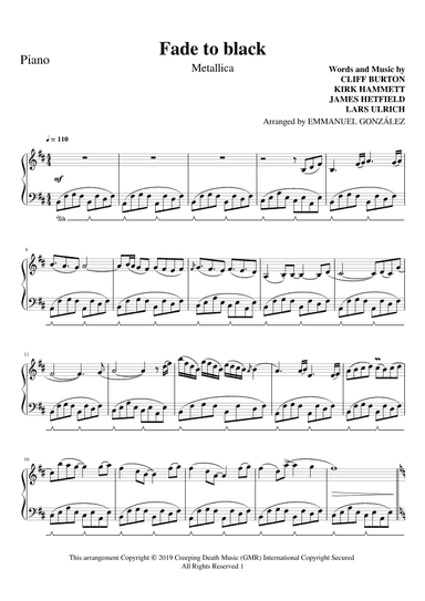 Fade To Black (arr. Emmanuel González)
