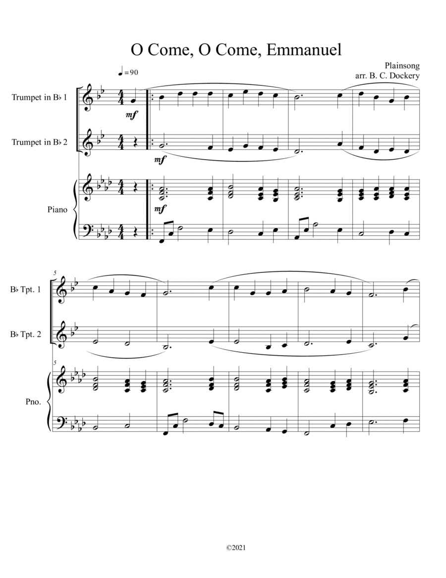 O Come, O Come, Emmanuel (Trumpet Duet with Piano Accompaniment) (arr. B. C. Dockery)