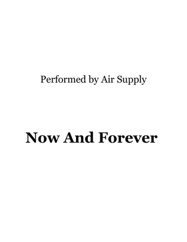 Now And Forever (arr. Ronn M)