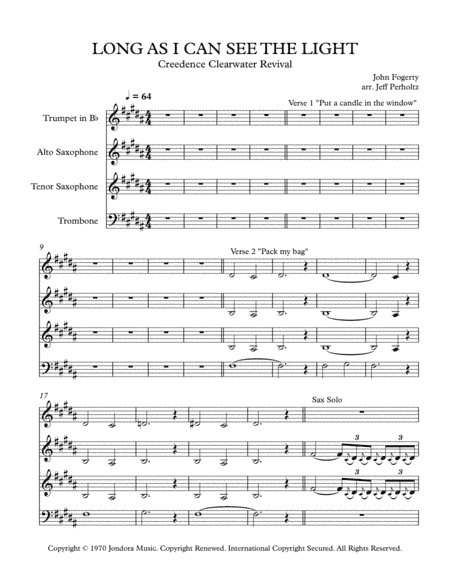 Long As I Can See The Light (arr. Jeff Perholtz)