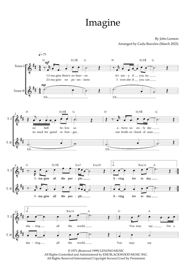 Imagine (arr. Cadu Barcelos)