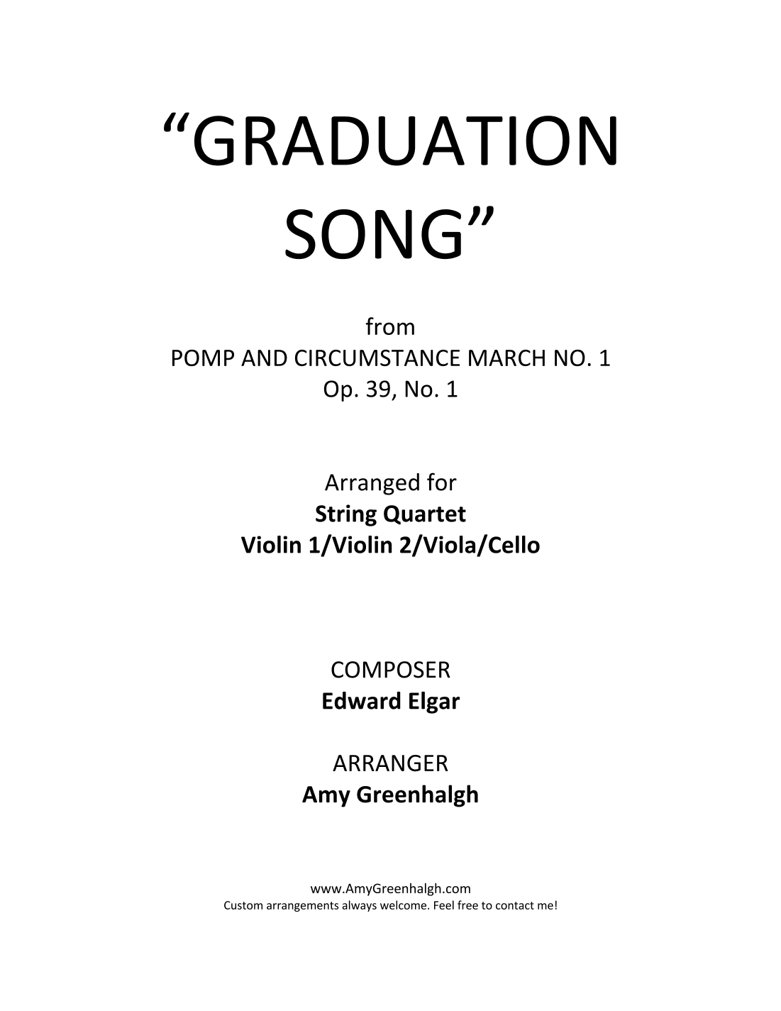 "Graduation Song" from Pomp and Circumstance March No. 1, Op. 39, No. 1 (arr. Amy Greenhalgh)
