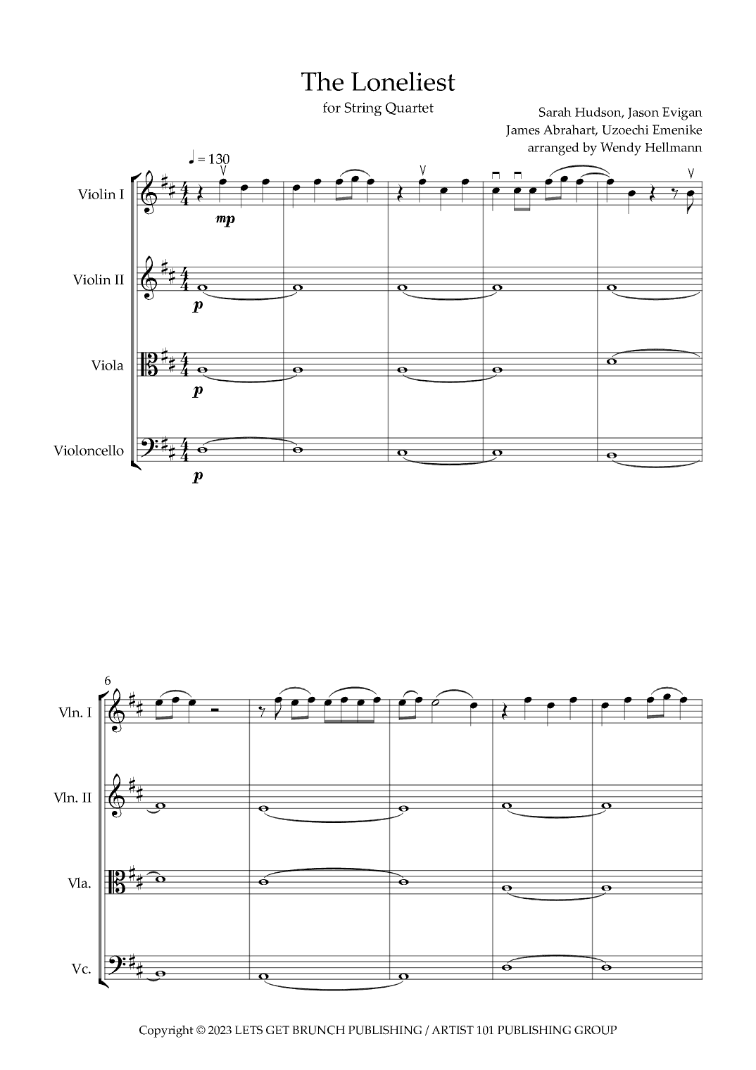 The Loneliest (arr. Wendy Hellmann)