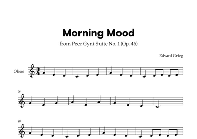 Edvard Grieg - Peer Gynt Suite Morning Mood (for Oboe Solo) (arr. Cadenza Editions)
