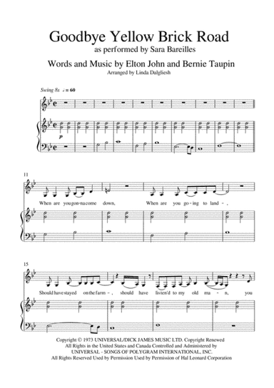 Goodbye Yellow Brick Road (arr. Linda Dalgliesh)