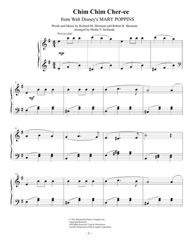 Chim Chim Cher-ee from Walt Disney's MARY POPPINS (arr. Misha Stefanuk)