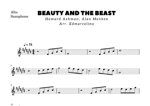 Beauty And The Beast (arr. Edmarcelino)