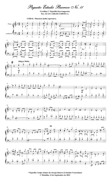 Pequeño Estudio Barroco No. 11 "Uccellino (Pajarillo) ben temperato" (Small Baroque Studio No. 11)