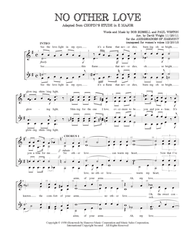 No Other Love (arr. David Wright)