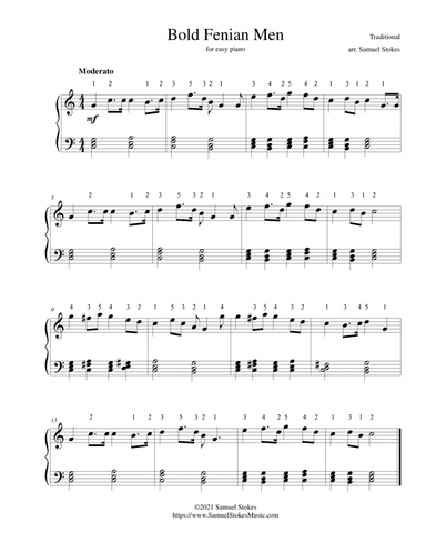 Bold Fenian Men - for easy piano (arr. Samuel Stokes)