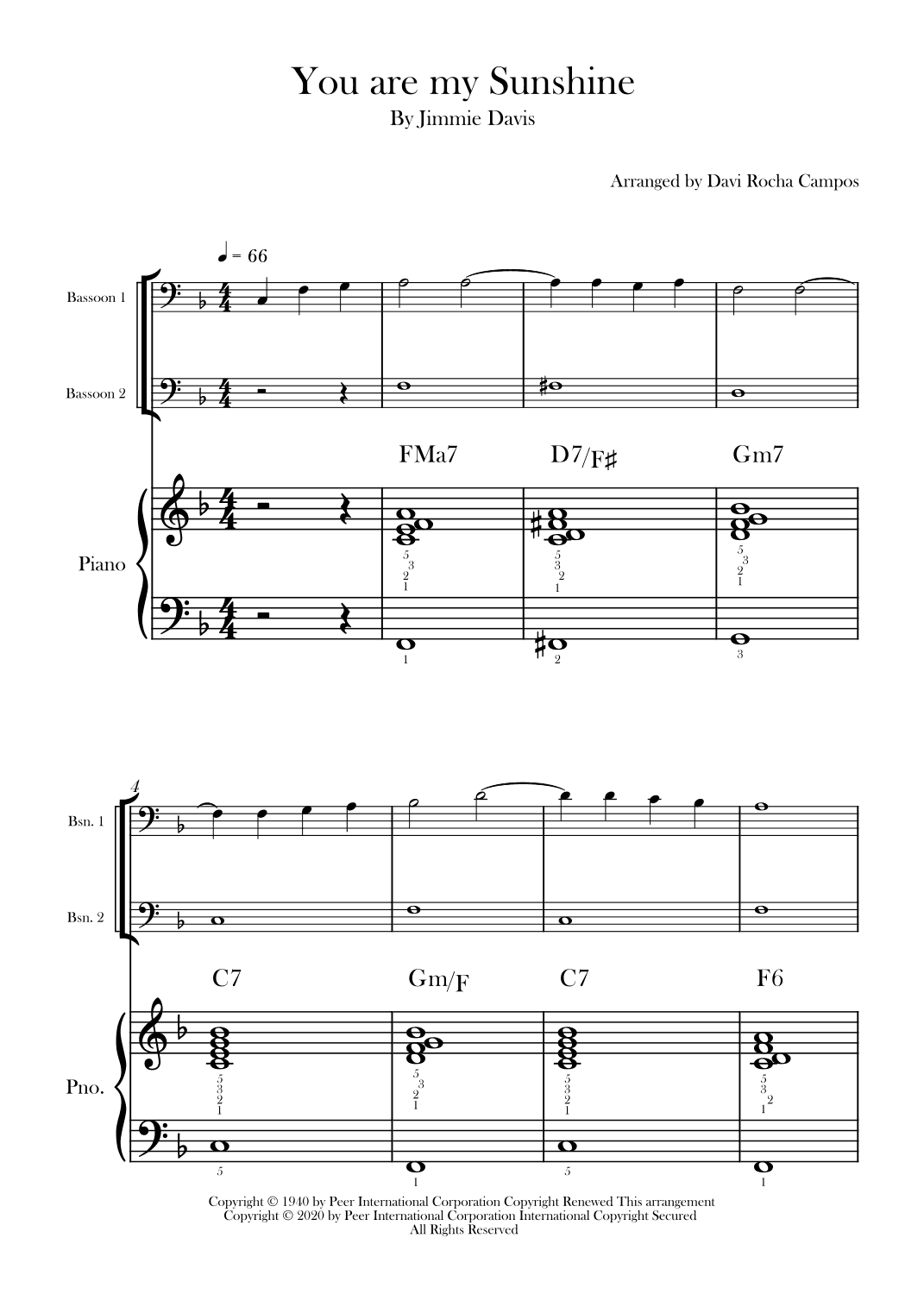 You Are My Sunshine (arr. Davi Rocha Campos)