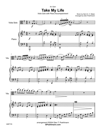 TAKE MY LIFE AND LET IT BE - VIOLA SOLO with Piano Accompaniment (arr. Glen Poehlmann)