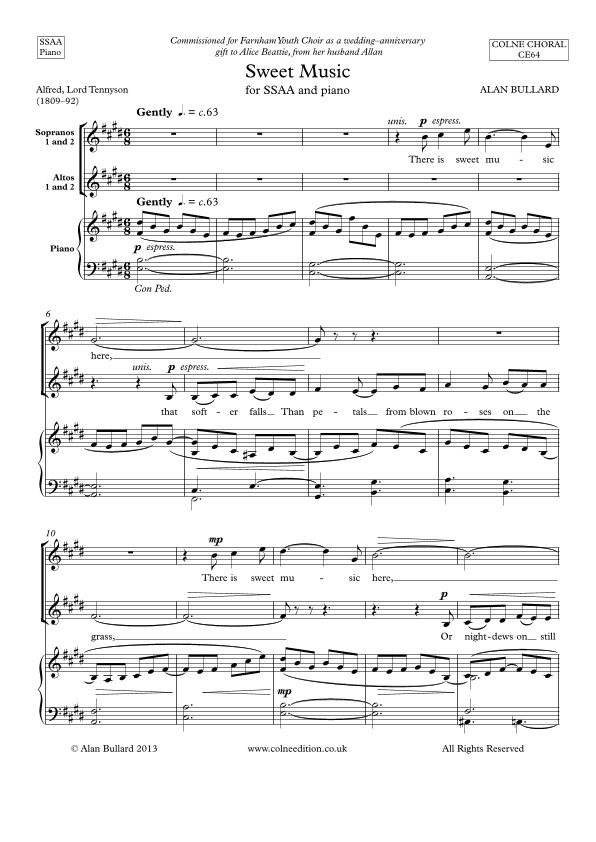 Sweet Music, for upper voice choir and piano