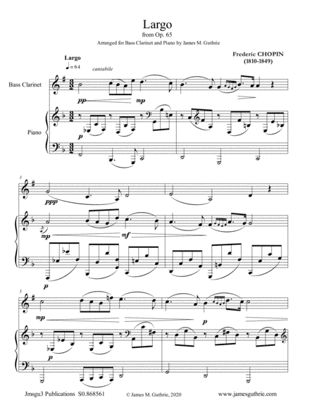 Chopin: Largo from Op. 65 for Bass Clarinet & Piano (arr. James M. Guthrie)