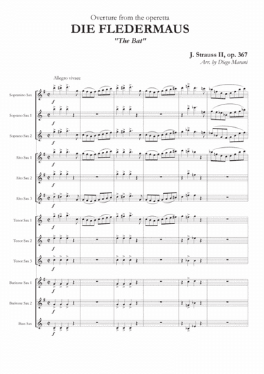 Overture from the Operetta "Die Fledermaus" for Saxophone Ensemble (arr. Diego Marani)