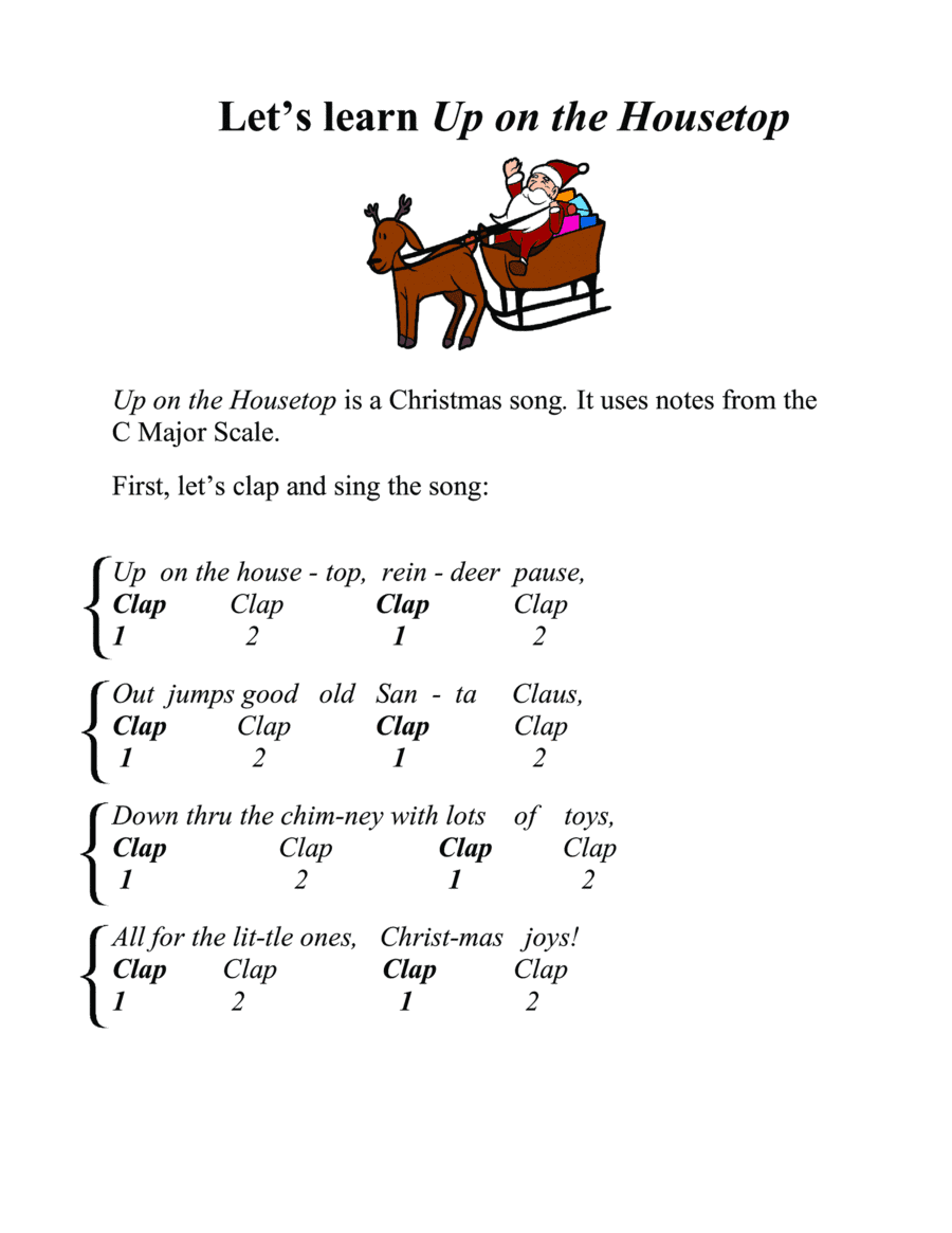 Up on the Housetop (big letter notation) (arr. Ruth Stevenson Alling, Dennis Frayne)