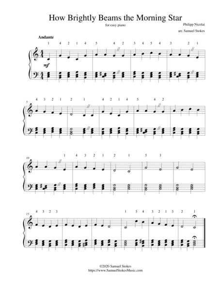 How Brightly Beams the Morning Star (How Bright Appears the Morning Star) - for easy piano (arr. Samuel Stokes)