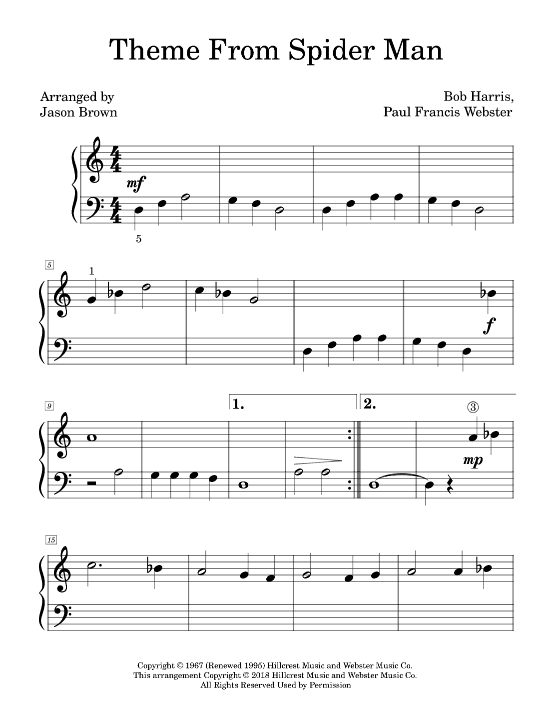 Theme From Spider Man (arr. Jason Brown)