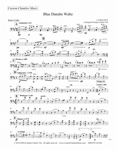 Strauss Blue Danube Waltz (solo cello or viola) (arr. Randy Calistri-Yeh)
