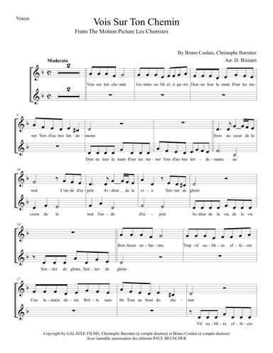 Vois Sur Ton Chemin (arr. Davide Bizzarri)