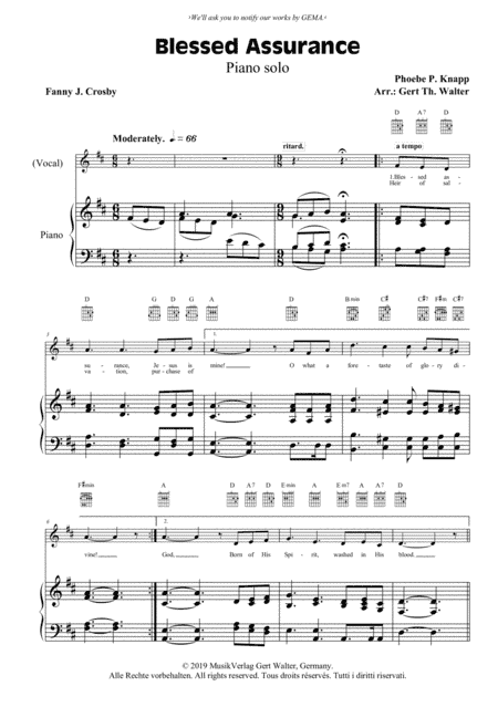 Blessed Assurance (arr. Gert Th. Walter)