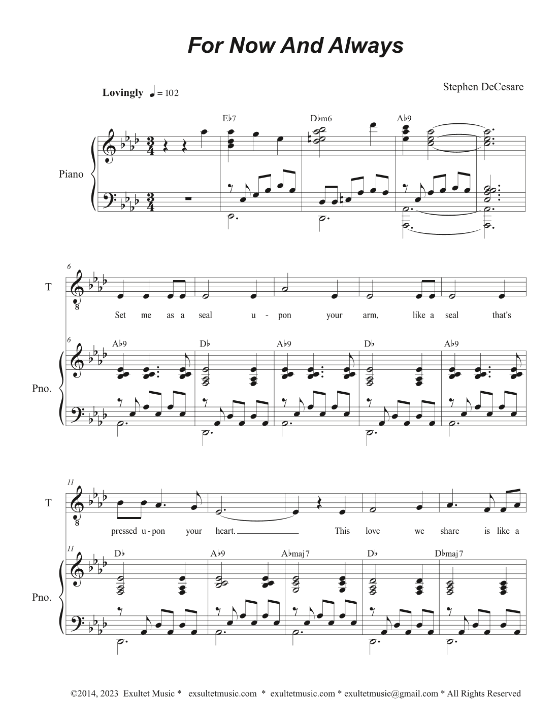 For Now And Always (Duet for Soprano and Tenor solo)