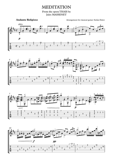 Intermezzo 'Meditation' from the opera 'Thais' (arr. Stefan Dulov)