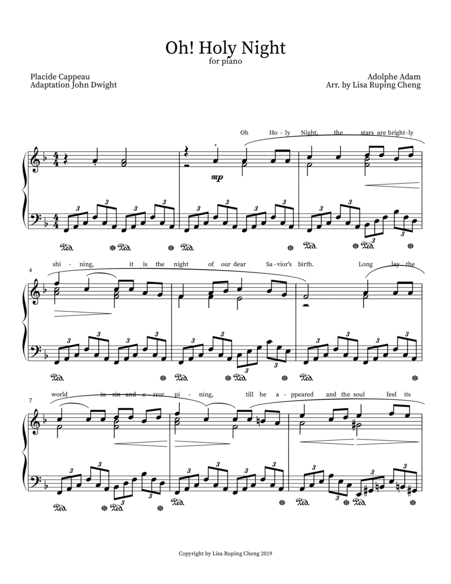 Oh! Holy Night for Piano (arr. Lisa Ruping Cheng)
