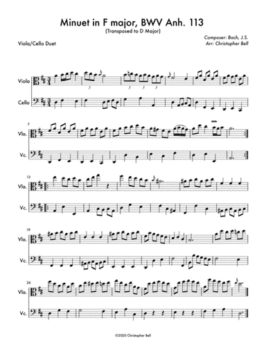 Minuet in F Major (Viola/Cello Duet) (arr. Christopher Bell)