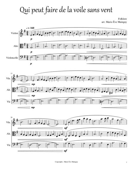 Qui peut faire de la voile sans vent (arr. Marie-Ève Mainguy)