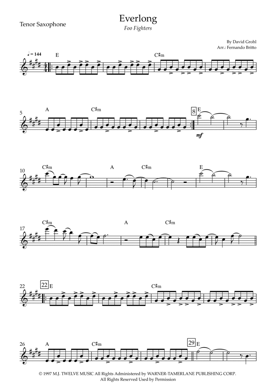 Everlong (arr. Fernando Britto)