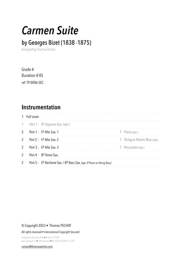 Carmen Suite (arr. Thomas PECHOT)