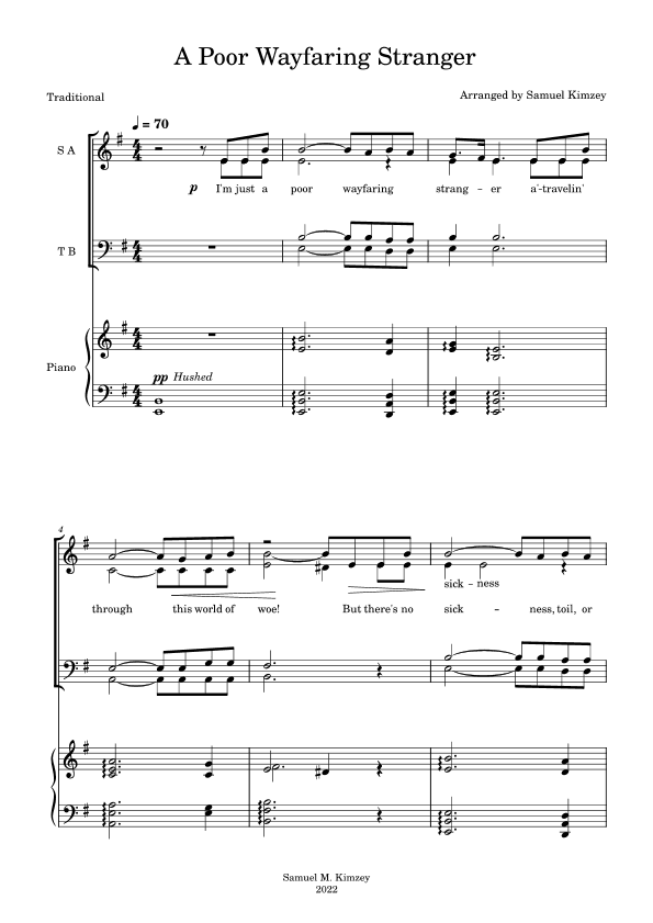 A Poor Wayfaring Stranger (arr. Samuel M. Kimzey)