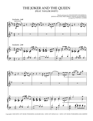 The Joker And The Queen (feat. Taylor Swift) (arr. Whitney Lussier)