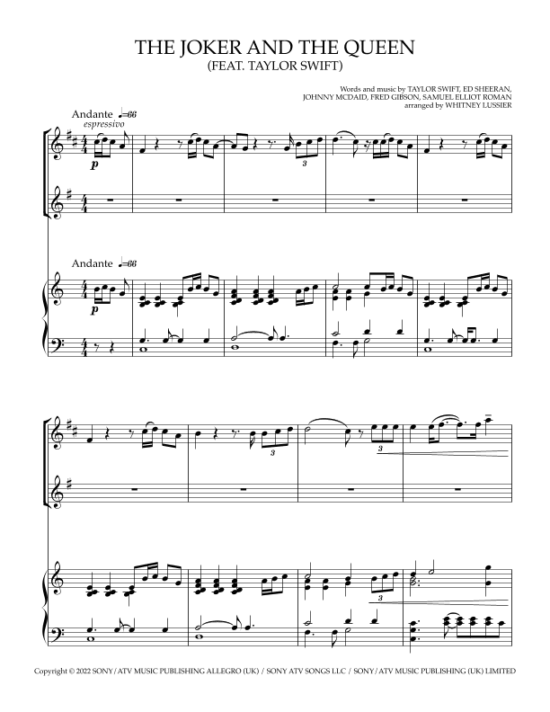The Joker And The Queen (feat. Taylor Swift) (arr. Whitney Lussier)