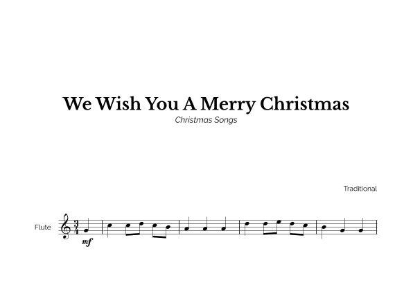 We Wish You A Merry Christmas for Easy Flute Solo (arr. Marcos Soares)