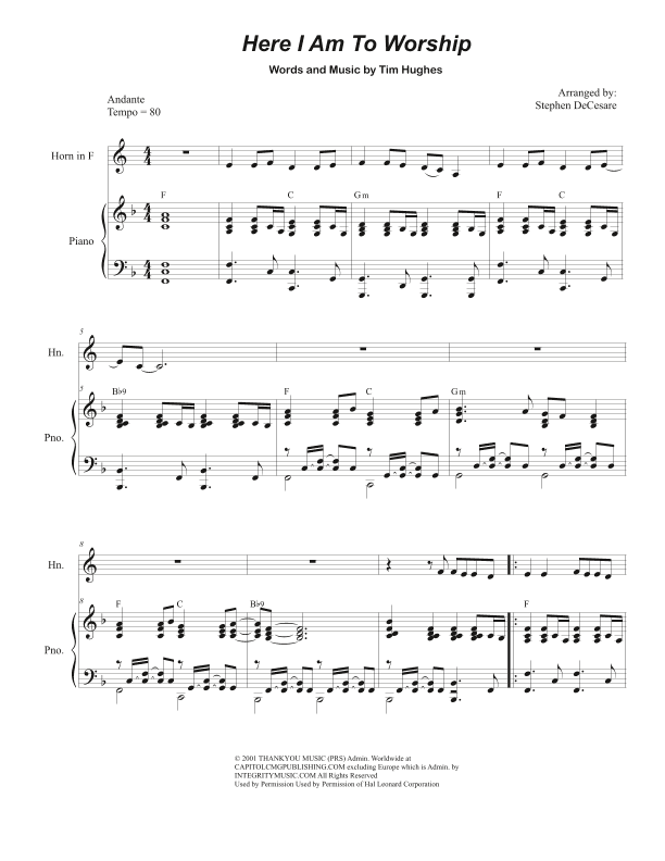 Here I Am To Worship (light Of The World) (arr. Stephen DeCesare)