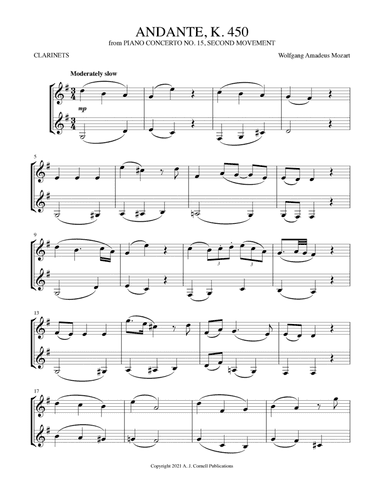 Andante (from Piano Concerto No. 15, K. 450) (arr. Mark Phillips)